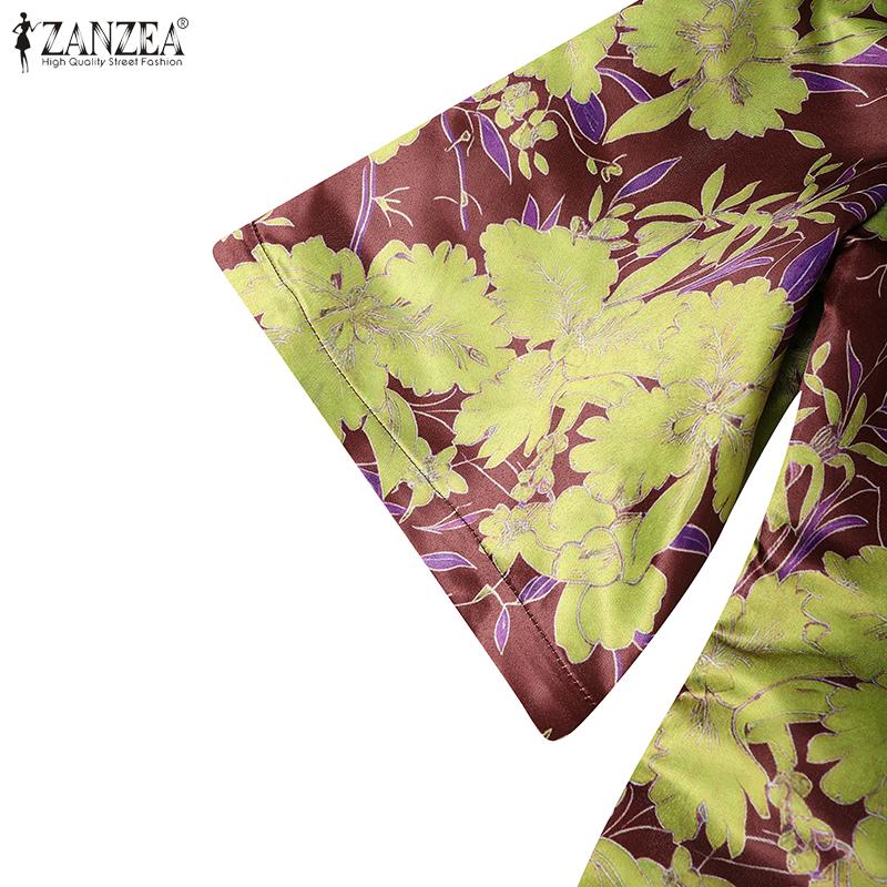 ZANZEA Women Casual Round Neck Summer Half Sleeve Print Blouse