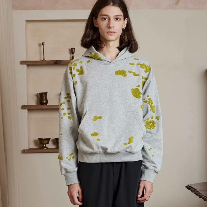 

Unisex Grey Korean Embroidery Hoodie - Heavyweight Pure Cotton Design XL сірий