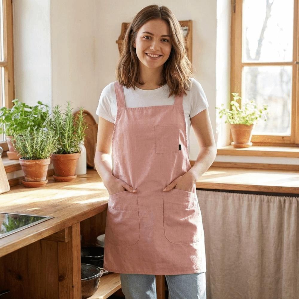 Oil-Proof Sleeveless Apron with Pocket Dirt-Resistant Workwear Simple Vest-Style Apron  Baking