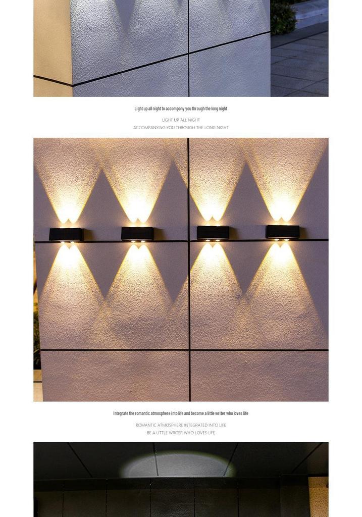 Super Bright Solar Dual-Directional Wall Washer Light - Waterproof Outdoor Villa Courtyard Decorative Spotlight