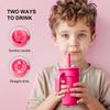 14oz Color Block Straw Cup for Kids - Stainless Steel Thermos with Handle