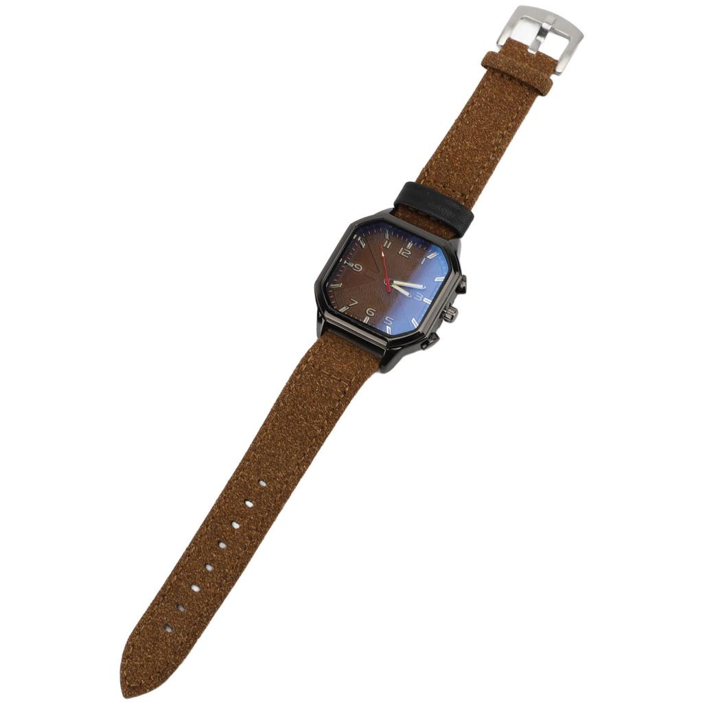 Men Watch Quartz Movement Leather Strap Stylish Retro Wristwatch for Indoor Outdoor Activities Daily Sports