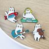 Kitten Badge Pin Musical Instrument Cat Brooch Pin, Guitar Violin Piano DJ Music Lovers Metal Animal for Backpacks Hats Scarves Jackets Themed Jewelry