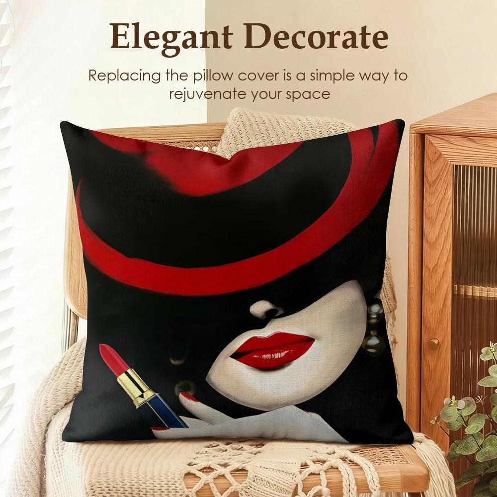 Vantage Federa Cuscino con Fantasia Elegante Dama Lino Naturale Tessuto Biologico Stampa Double-Sided Divano Decorazione Casa Regalo Federa