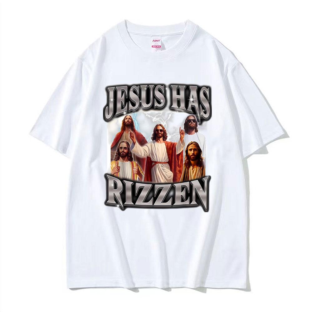 Jesus Has Rizen Shirt Print T Shirts Men Women Oversized Classic Tshirts Fashion High Quality Summer Clothes Tshirt Streetwear