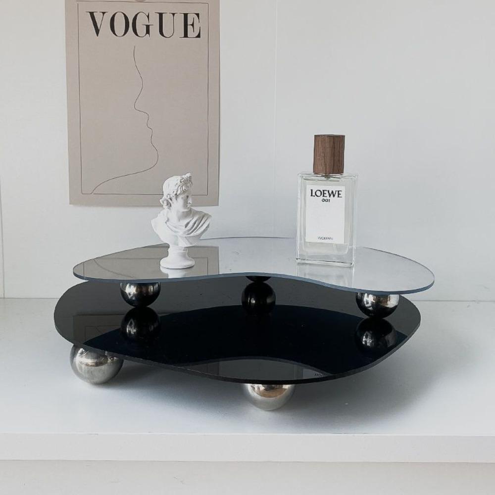 

High-end Irregular Shape Acrylic Tray Multi-Use Dresser Shelf Perfume Display срібний