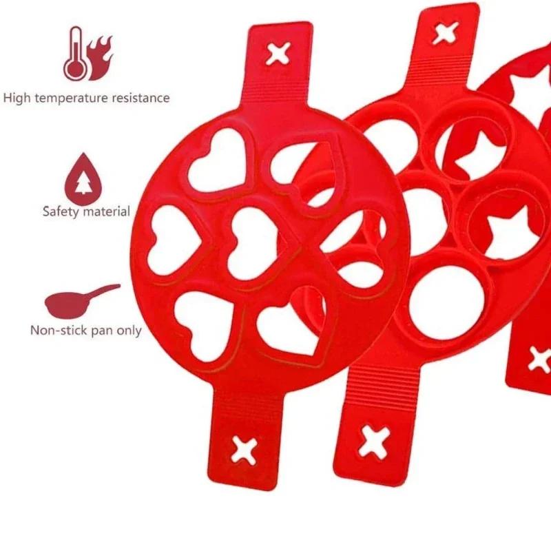 Silicone Egg Frying Mold Egg Pancake Ring Nonstick Soufflé Making Mould Reusable Pancake Maker Cooking Tools Kitchen Accessories