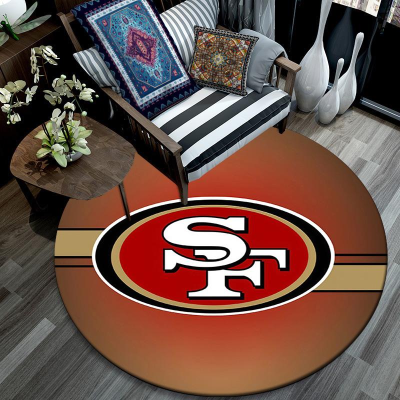 San Francisco 49ers2, Rond Vloerkleed, Tapijt voor Woonkamer Slaapkamer Bank Speelkamer Decoratie, Antislip Vloermat
