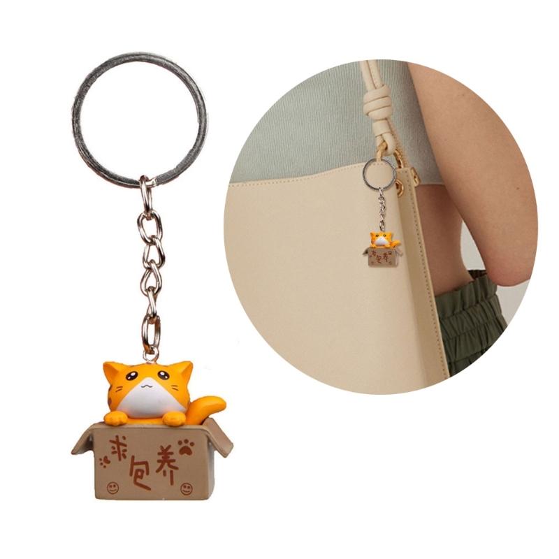 Happy Cats Keychain Small Key Holder Lovely Stylish Pendant for Versatile Daily Accessories Backpack and Gifts  Ornament