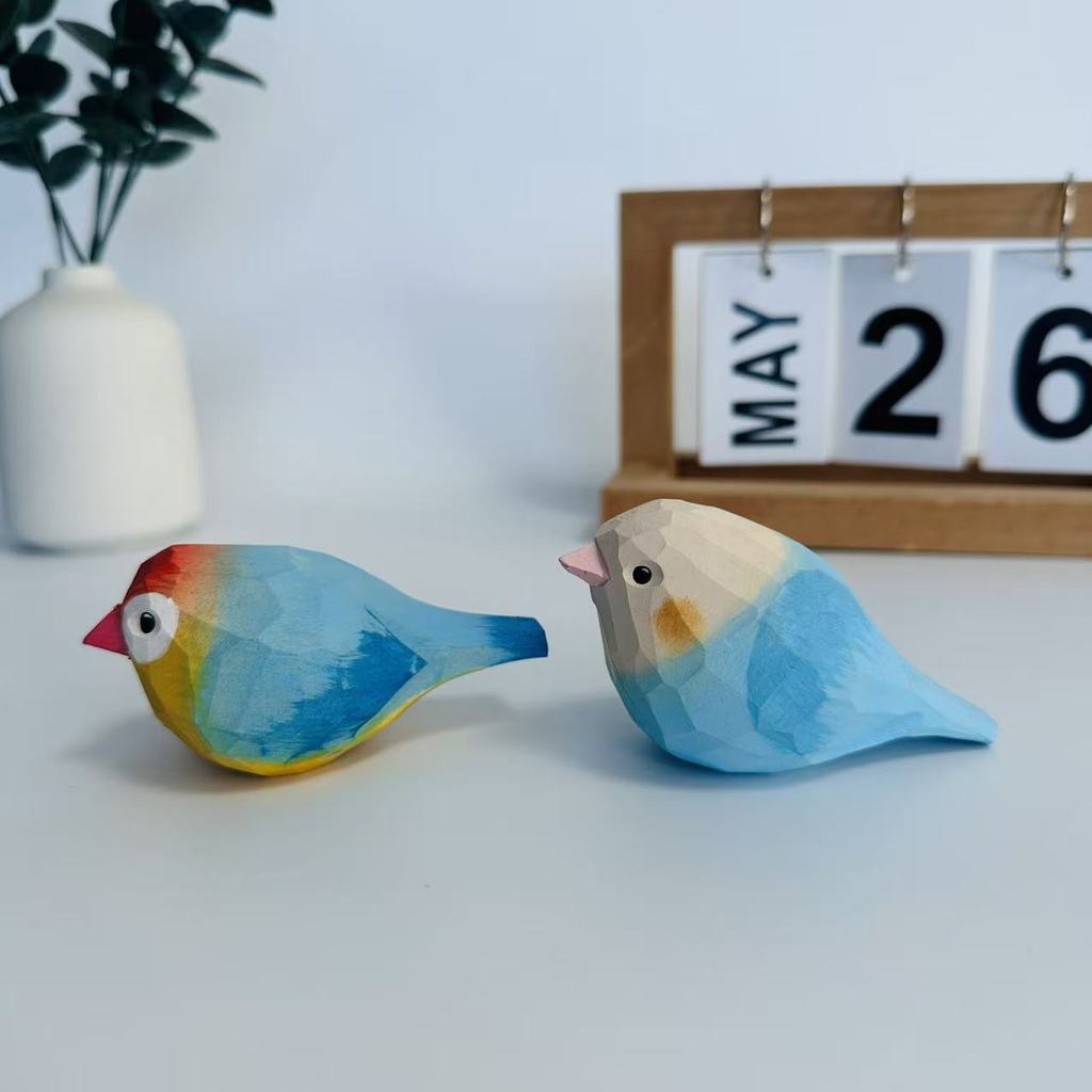 Wooden Bird Decor Handcrafted Carving For Home Office Gift And Kids Play