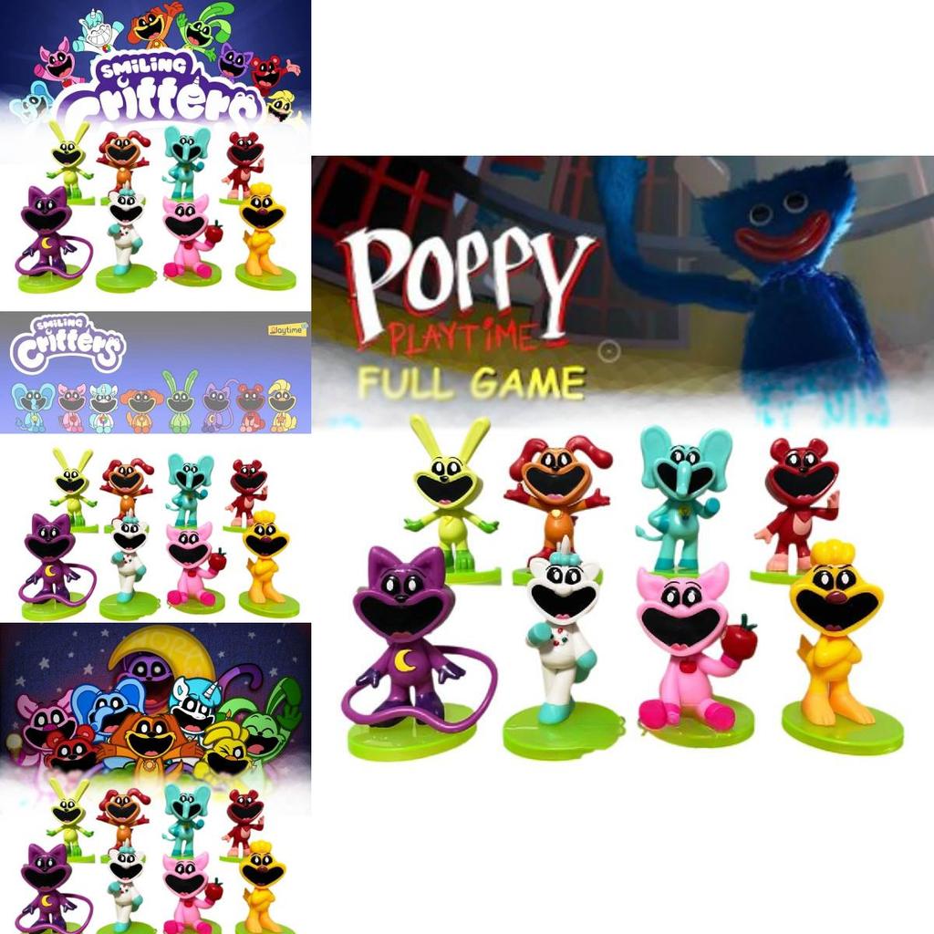 Adorable 8-9cm Smiling Animal Figurines Cake Toppers 8-pack 3d Models