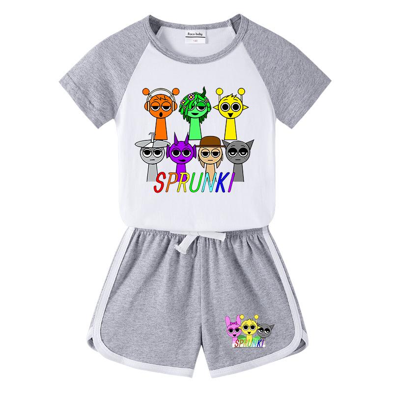 Kids' Summer Color Block Sports Set: Short Sleeve T-Shirt & Hot Pants