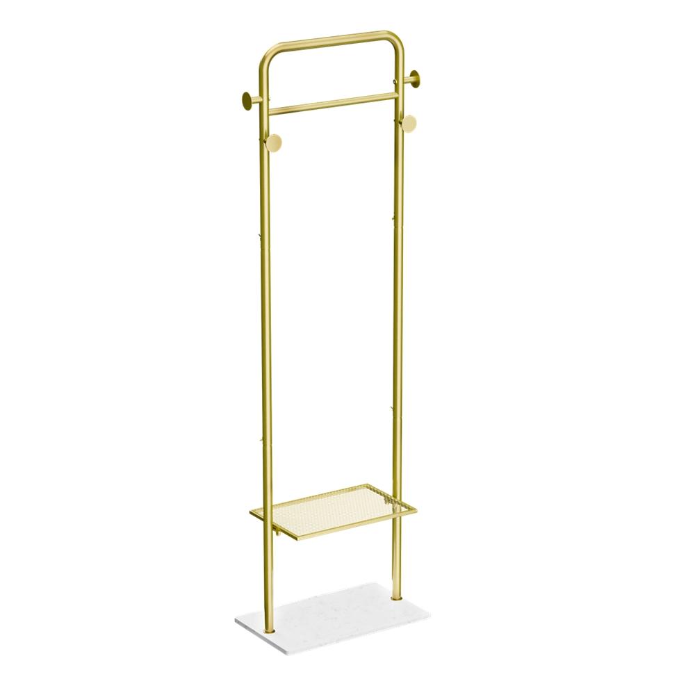 

Металлическая золотая напольная вешалка для одежды, угловая стойка для прихожей, вешалка для шляп и пальто с мраморным основанием, сверхпрочная золотой