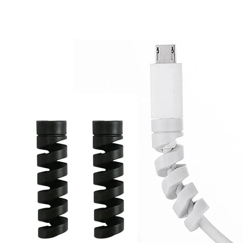 Phone USB Charger Cable Accessories, Silicone Spiral Winder and Cord End Protector Saver Cover