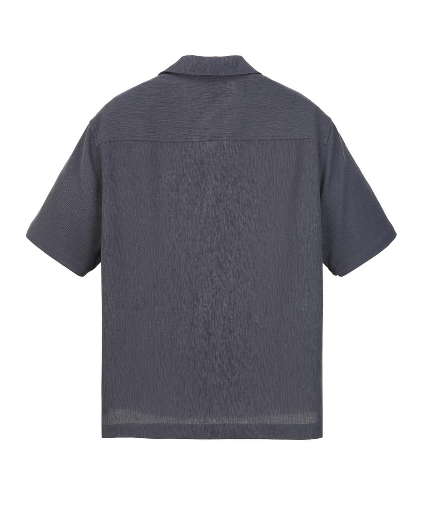 Jilseutyueoteunyuyogmaen Solid Pleated Short Sleeve Shirt - Gray (Jnsh6B502G2)