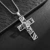 Collana da uomo con croce in acciaio inossidabile color argento, croce della fede, ciondolo con versetto biblico, medaglietta, regali di compleanno per ragazzi