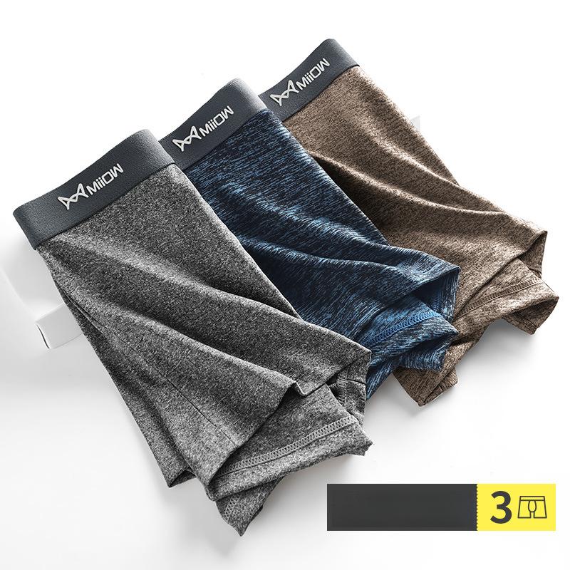 3pcs Men's Underwear Men's Flat Leg Shorts Mid Waist Breathable Square Leg Pants Boxer Brief