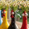 Long Neck Colorful Chicken Statue, Big Eye Cartoon Resin Rooster Vase, Funny Outdoor Cock-Shaped Vase for Lawn, Yard, Office, Home Decor