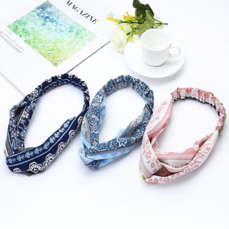 Women s 3-color hair paisley banding hairband A25391_Sky