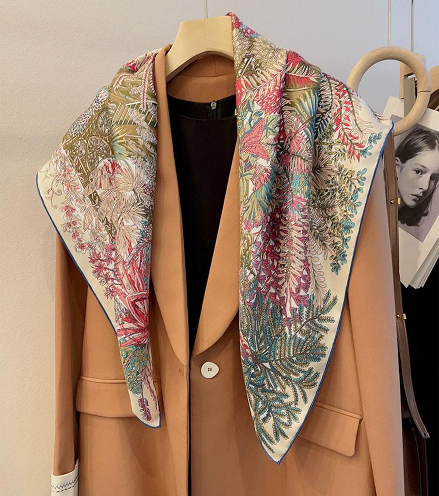 Beautiful Sintra Garden! Light Luxury Twill Square Scarf Silk Silk Scarf Women'S Spring Versatile Mulberry Silk Scarf Shawl
