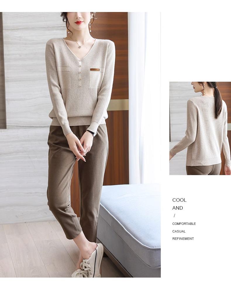 Women's V-Neck Knitted Bottoming Sweater - Stylish Inner Top for Spring, Autumn, and Winter 2024