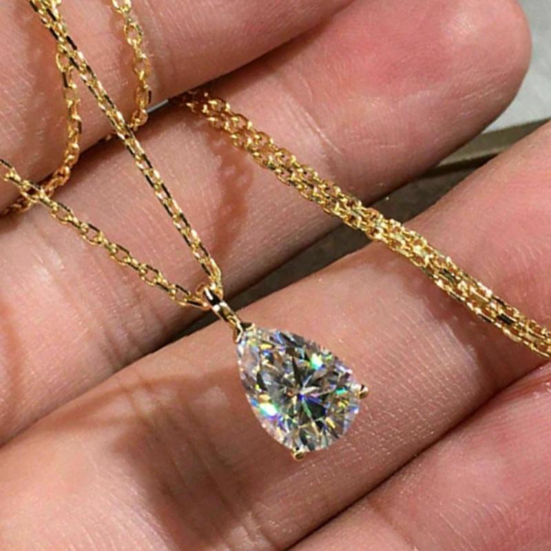

CAOSHI Minimalism Water Drop Shape Pendant Necklace for Women Elegant Gold Color Accessories for Engagement Ceremony Party Hot 45cm