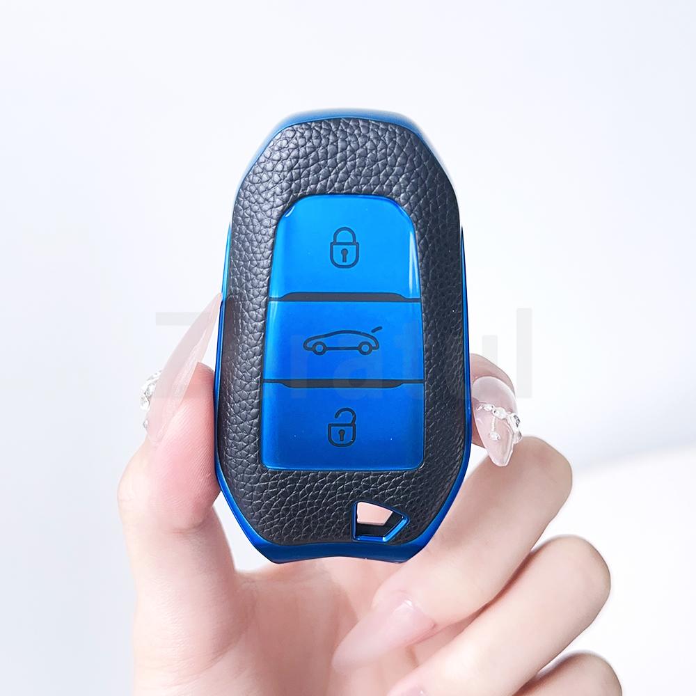 For Peugeot 2008 3008 4008 5008 308 408 508 Citroen C1 C2 C4 C6 C3-Xr Grand Ds3 Ds5 Tpu Leather Car Smart Key Case Cover Shell