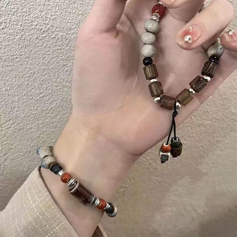 Jingdezhen Ceramic Beaded Bracelet Handcrafted Geometric Design For Men And Women