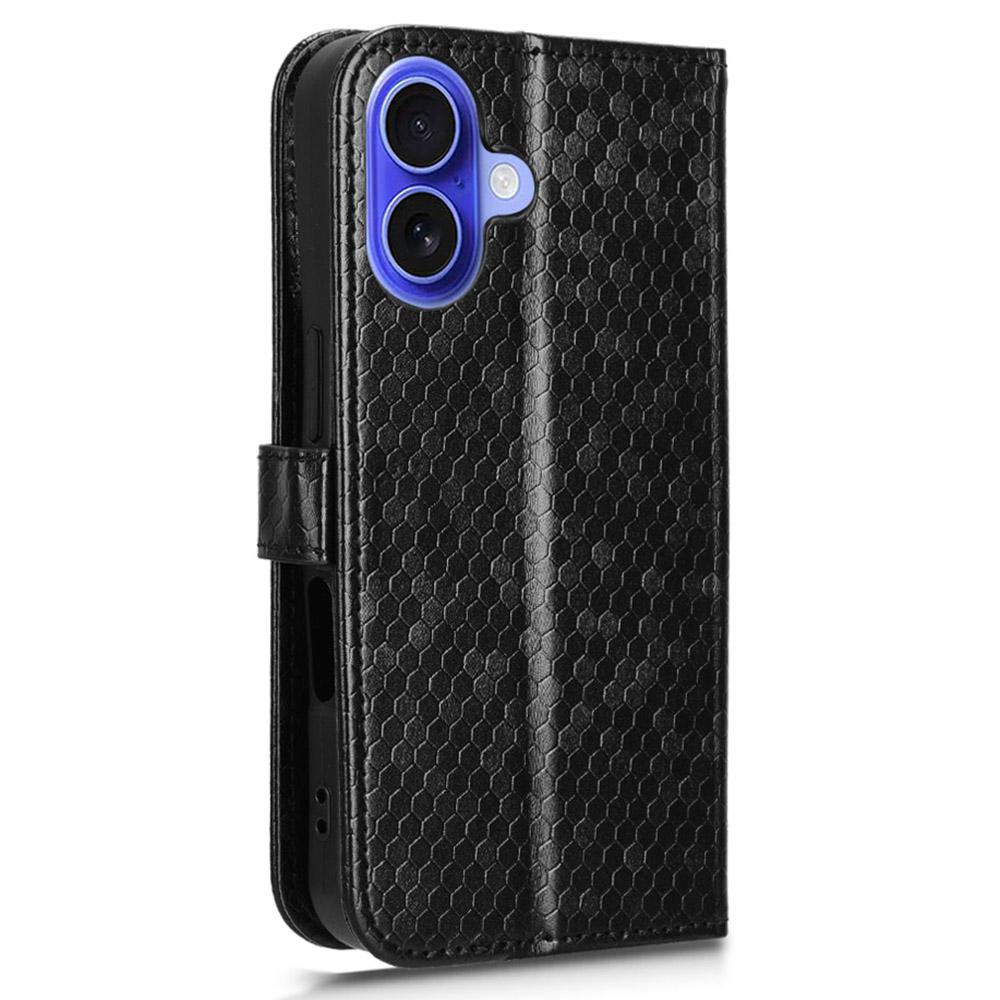 For iPhone 16 Wallet Case Dot Pattern Imprint PU Leather Phone Cover