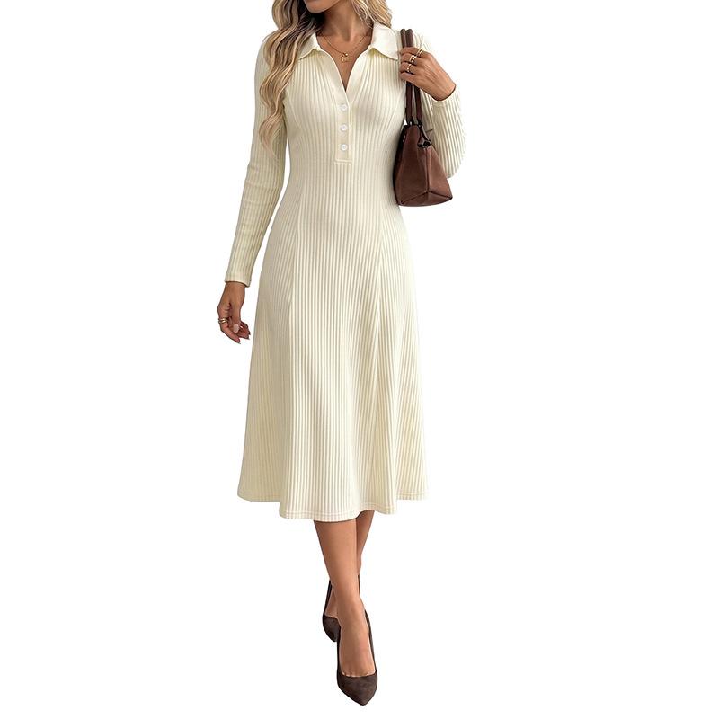 Fall/Winter Knitted Long Dress for Women - New Style with Waistline and Hanger Straps - Elegant and Casual Dress