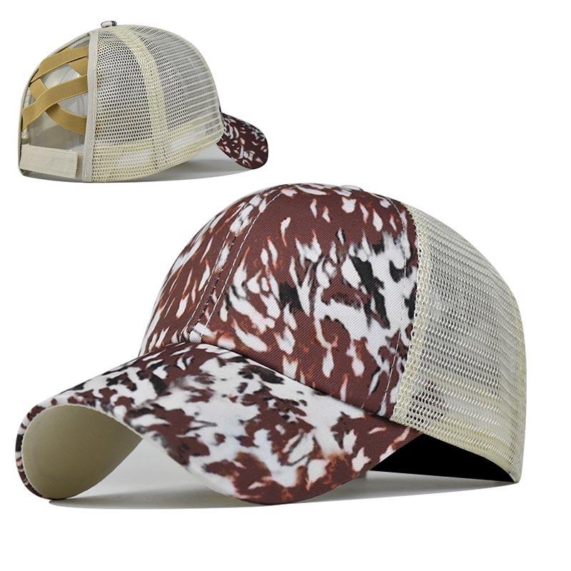 

Новая импортная кепка с леопардовым принтом и перекрестным хвостом для европейских и американских женщин, кепка с конским хвостом, солнцезащитный козырек, бейсболка с конским хвостом Adjustable