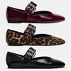 Ayakkabı Kadın Babetler Sığ Ağızlı Sonbahar Sivri Burun Loafer'lar Babetler Yeni Sonbahar Leopar Retro Elbise Ayakkabıları
