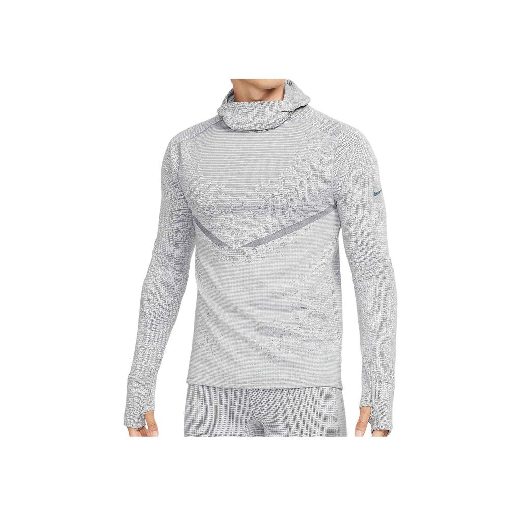 Nike Therma-Fit Adv Division Logo Print Solid Hooded Long Sleeve T-Shirt Men Tops Dark-Smoke-Grey DD6111-010