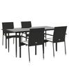 VidaXL Mobilier à dîner de jardin et coussins 5pcs Noir Résine tressée 3185122
