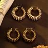 Vintage Enamel Threaded Steel Needle Earrings Unique Personality Geometric Line Sense Female