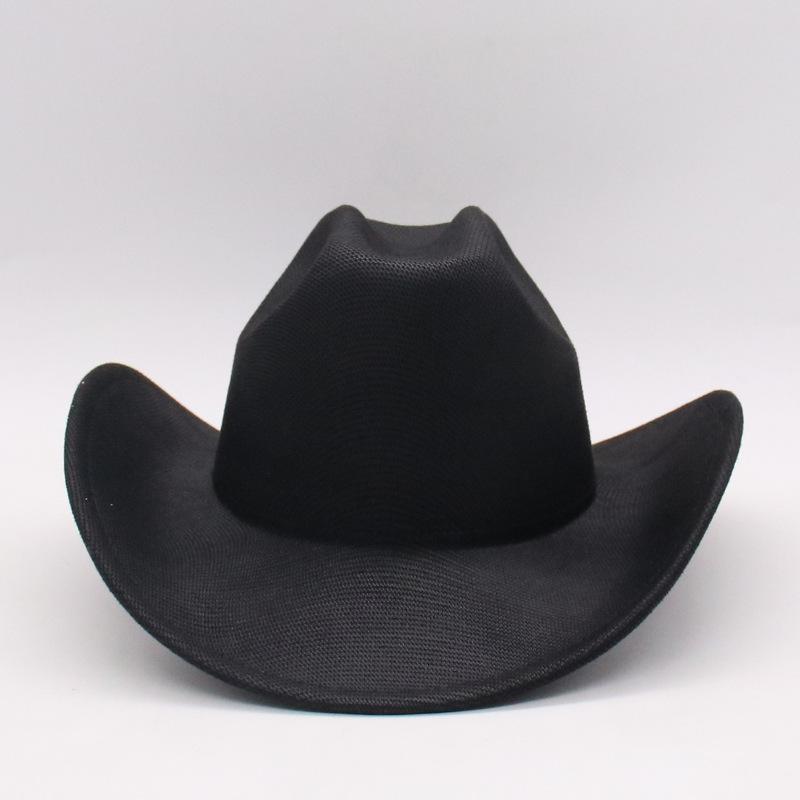 New Cowboy Top Hat, European And American Punk Style Big Edge Hat, Men'S And Women'S One-Word Riding Hat, Western Cowboy Roll-Brim Hat