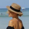Unisex Flat Top Boater Sun Hat - Foldable Straw Hat for Men & Women Summer Travel & Beach with Wide Brim UV Protection