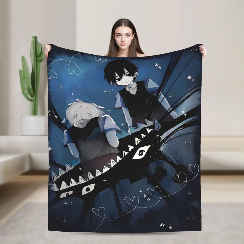 Anime Basil Omori Game Blanket  Warm Novelty Plush Throw Blanket For Home Decor Picnic Flannel Bedspread Bed Cover