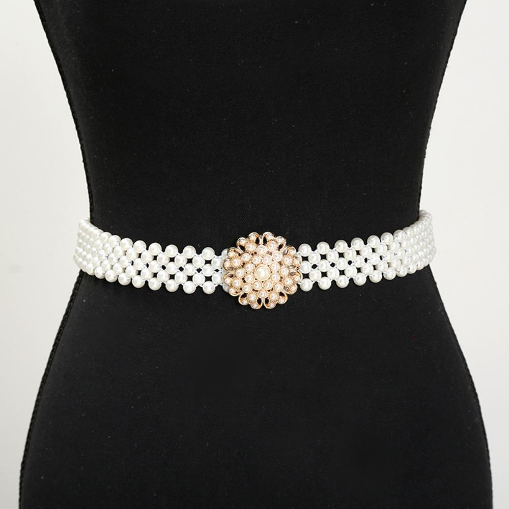 Široký elastický pas Bling dámský pásek Sweet Pearl pasový pásek sukně dekorativní