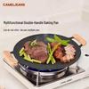 CAMELJEANS Outdoor Double Handle Cast Iron Grill Pan