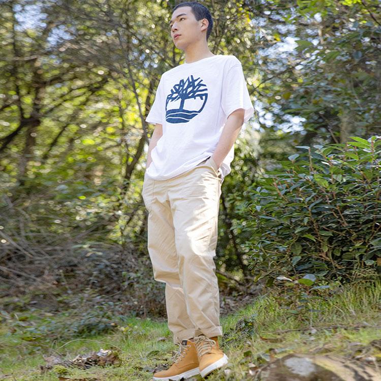 Timberland Logo Print Breathable T-Shirt Men Tops White A6281-100