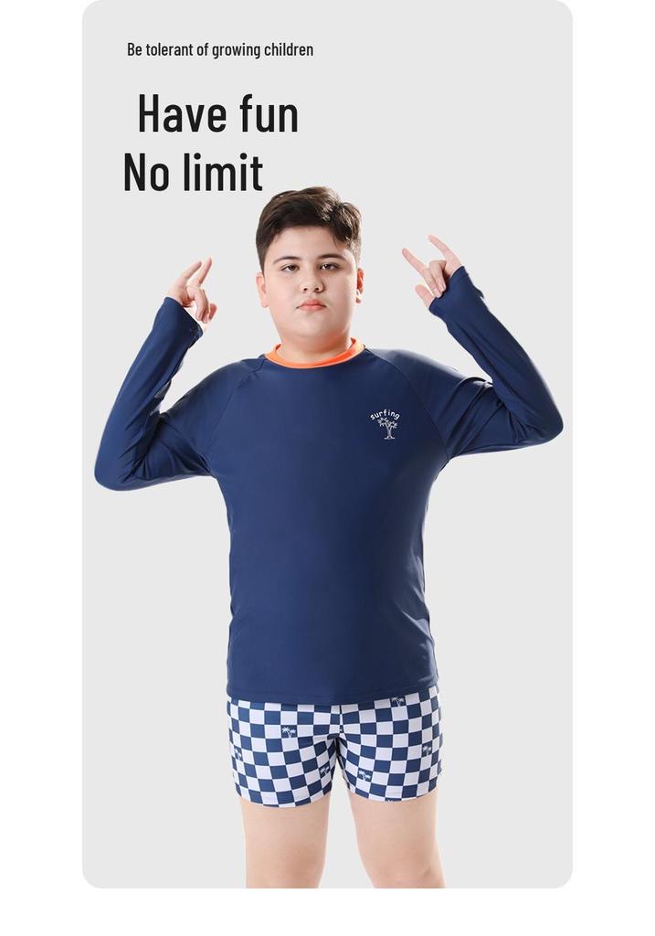 Boys' Plus Size Quick-Drying Two-Piece Sun Protection Swimsuit (2026) - Swim Trunks Set for Middle and Large Kids