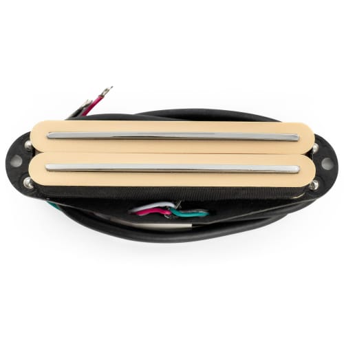 Musiclily Pro ST-DPLA Alnico 5 Single-Size Humbucker Pickup, 6.2K, for Strat Electric Guitars with Cream Body and Chrome Rails