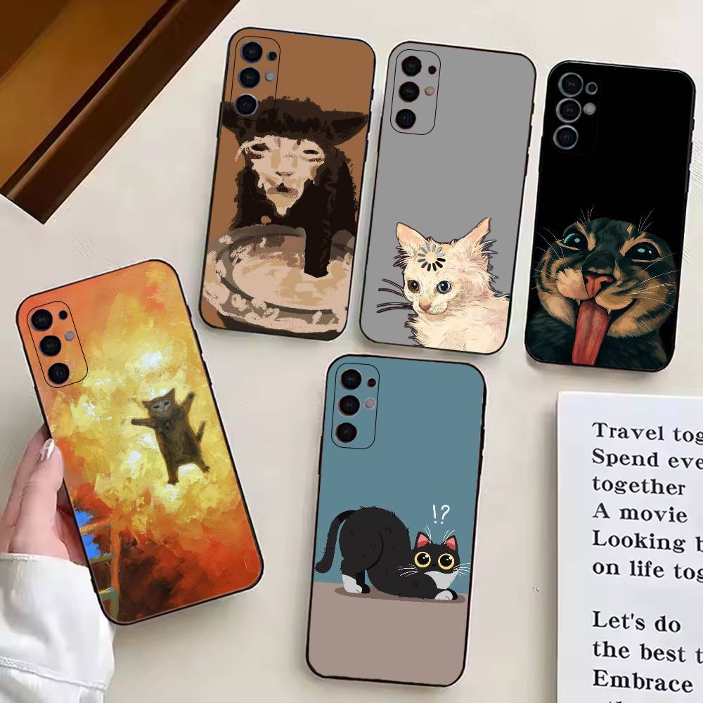 Cat Memes F-Funny Cute Phone Case For Samsung S25,S24,S21,S22,S23,S30,Ultra,S20,Plus,Fe,Soft Silicone Black Cover
