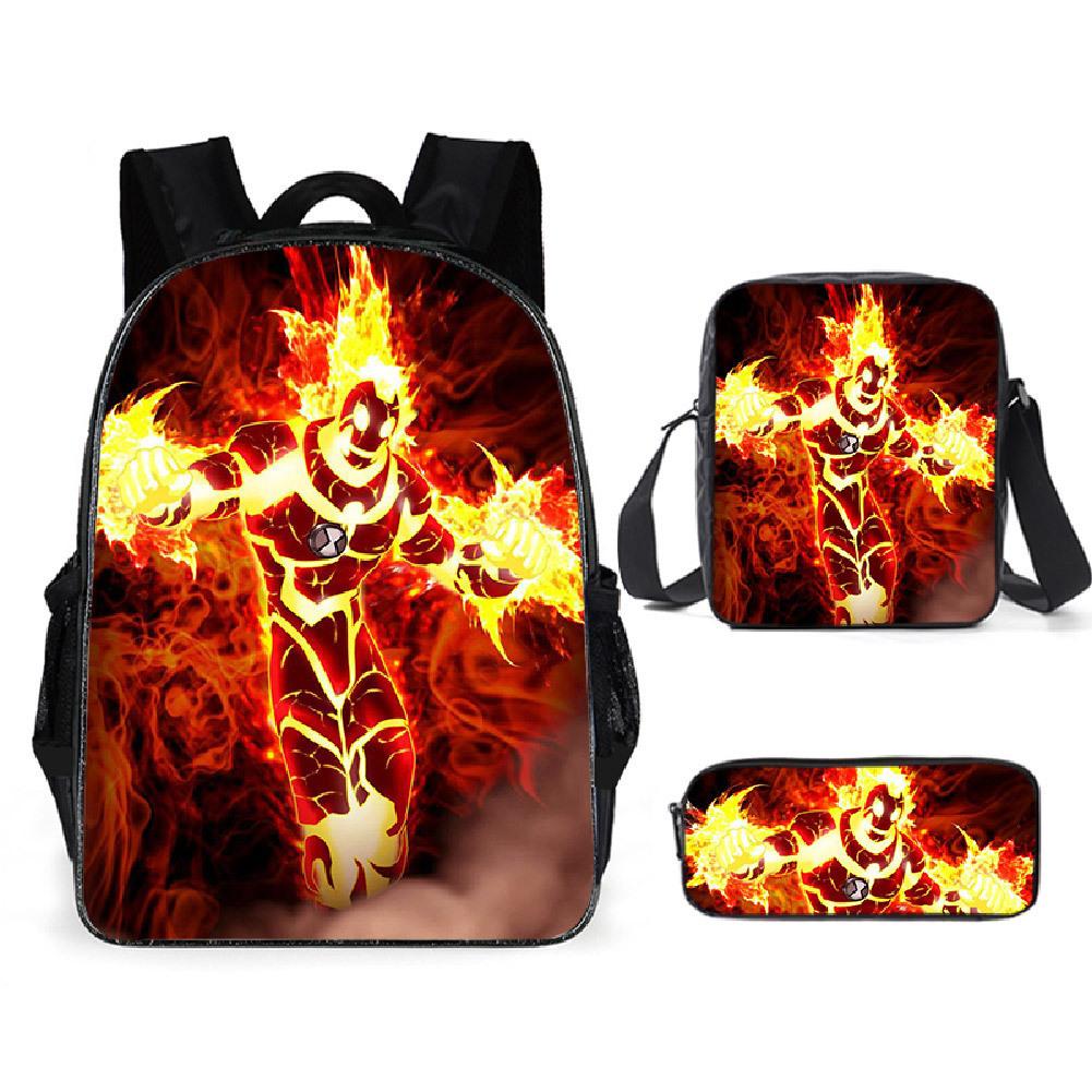Less Hacker Backpack Ben 10 Student School Bag Anime Cartoon Backpack Lunch Bag Satchel Pencil Case