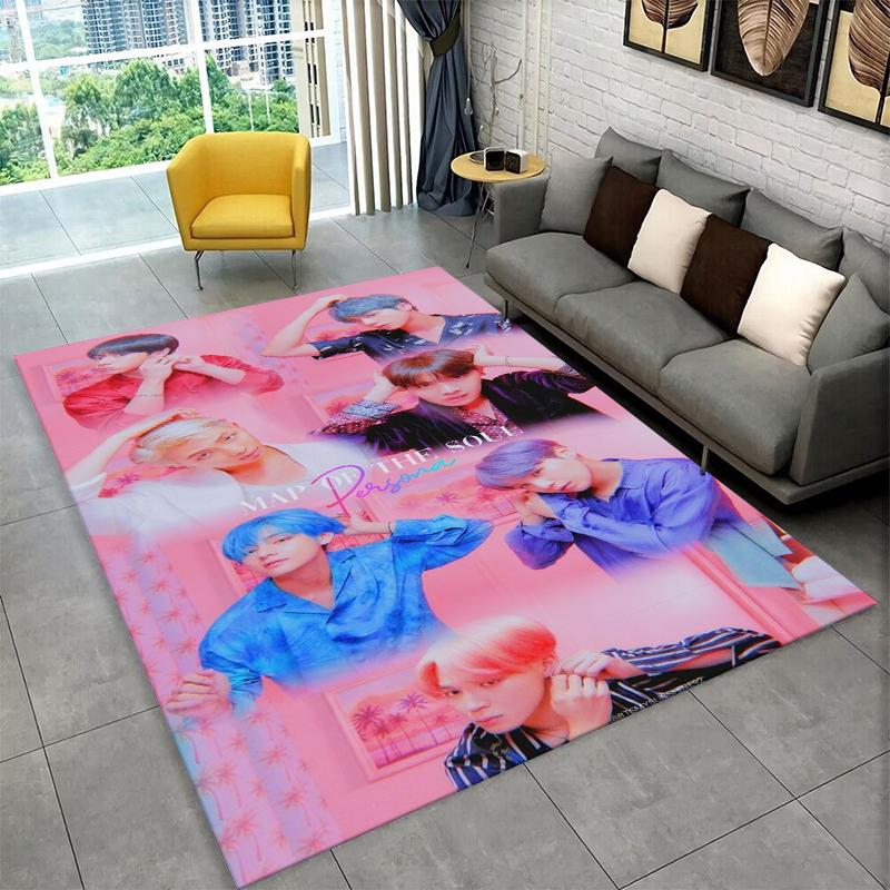 Kpop B-BTS Grupa Modowa Gwiazda Dywanik do Pokoju Zabaw Sypialni Salonu Kanapy Wystrój Domu, Dywanik dla Dzieci Antypoślizgowa Mata Podłogowa