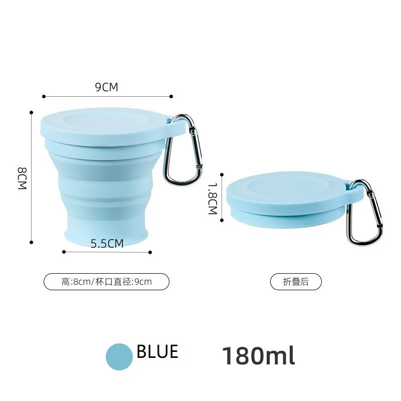 

Силиконовый пищевой стакан для воды Складной стакан с крышкой Кофейная чашка Чашка для путешествий на открытом воздухе Портативная чашка для питьевой воды Чайная чашка Телескопический стакан 180ml синий