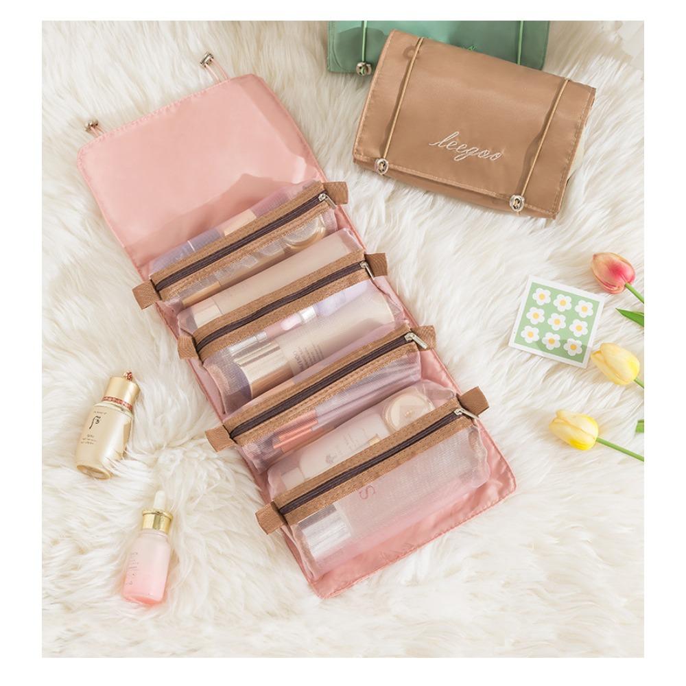 4-In-1 Cosmetic Bag Portable Removable Large Capacity Wash Bag Waterproof Travel Mesh Cosmetic Storage Bag