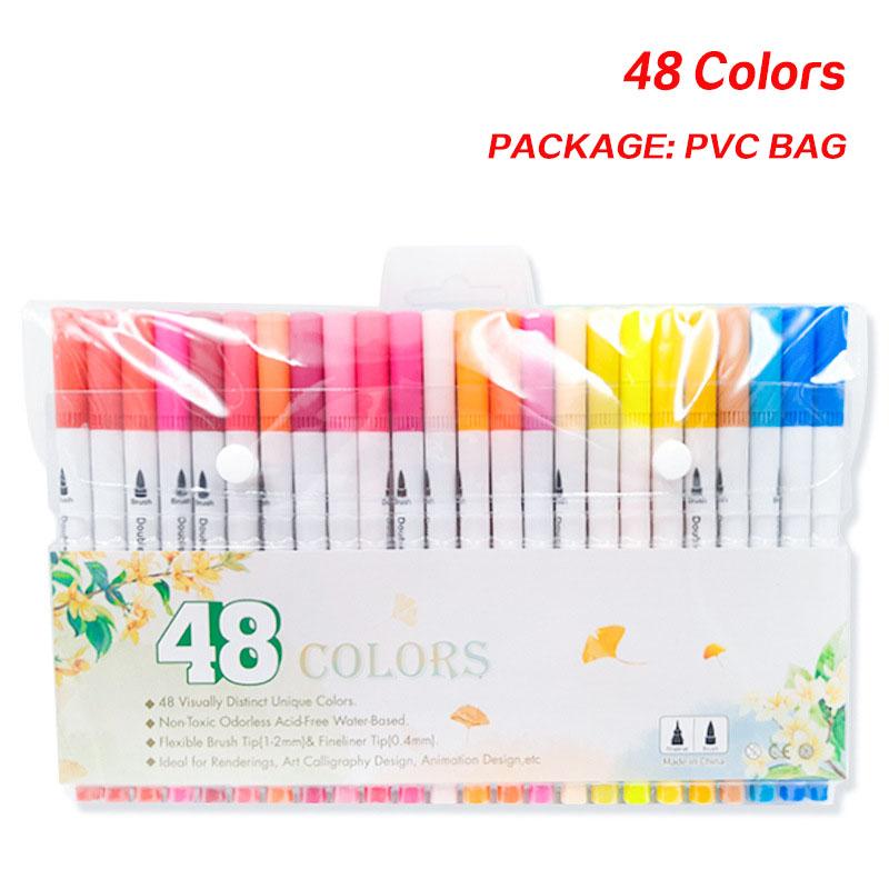 

Dual Tip Brush Pen Fine Line Colored Marker Pens Washable Water-soluble Watercolor Pens for Drawing Painting Art Supplies