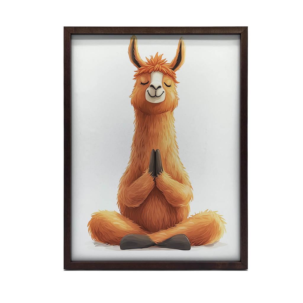 Plakat Medytująca Lama Plakat Medytująca Lama, 50X70 Cm, Rama Aluminiowa Złota, Papier Matowy 230 Gsm